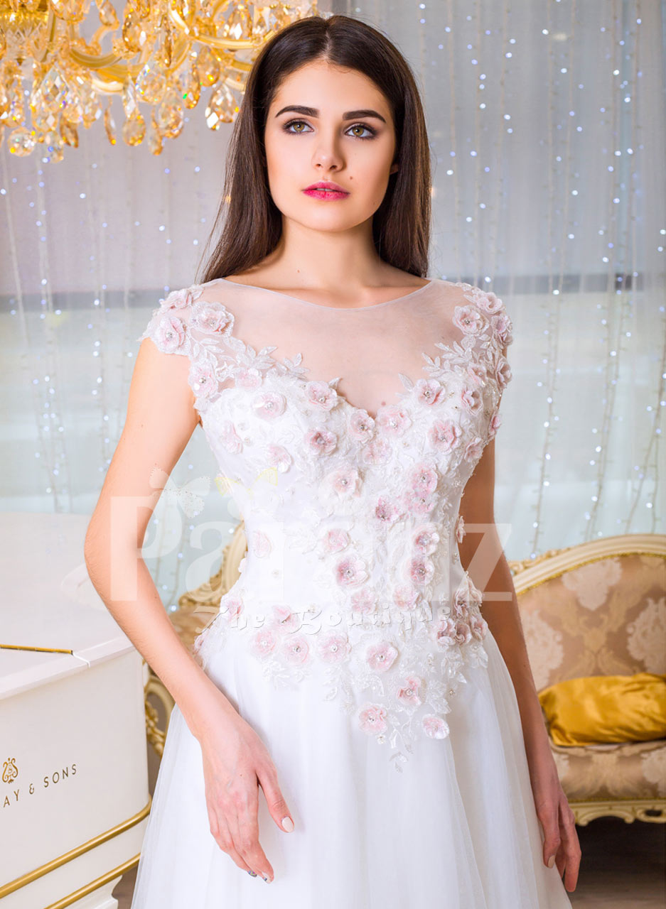 Women S Beautiful White And Pink Rosette Bodice Elegant Floor