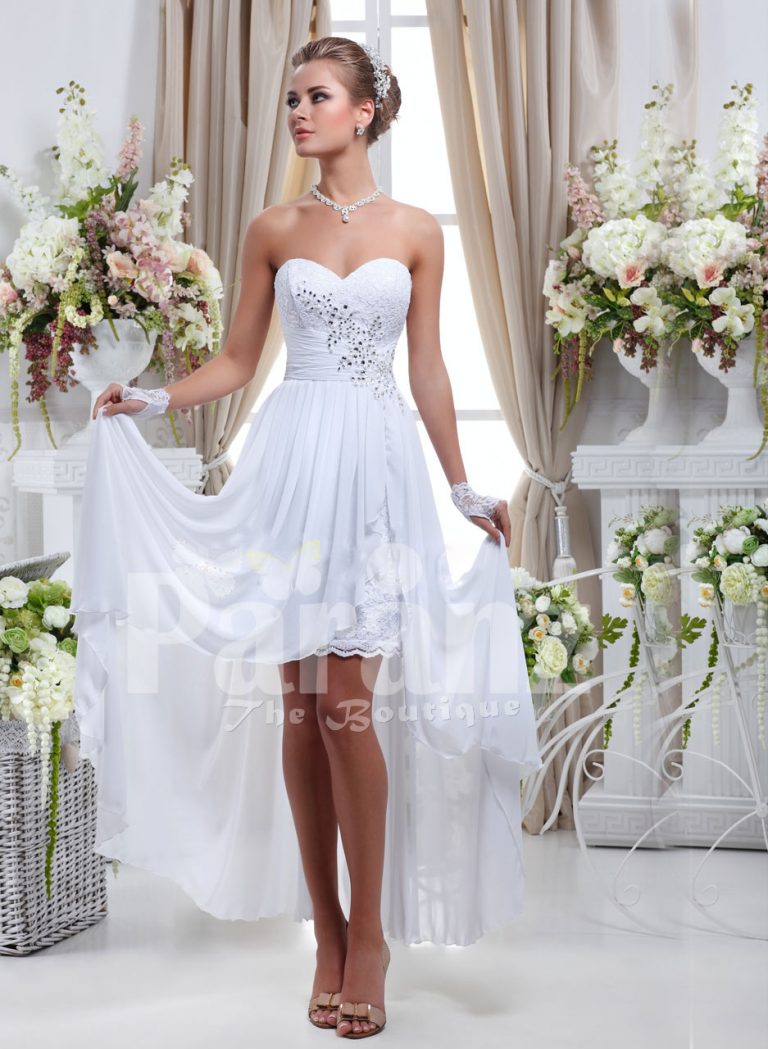 Women’s elegant offshoulder pearl white rich satin high