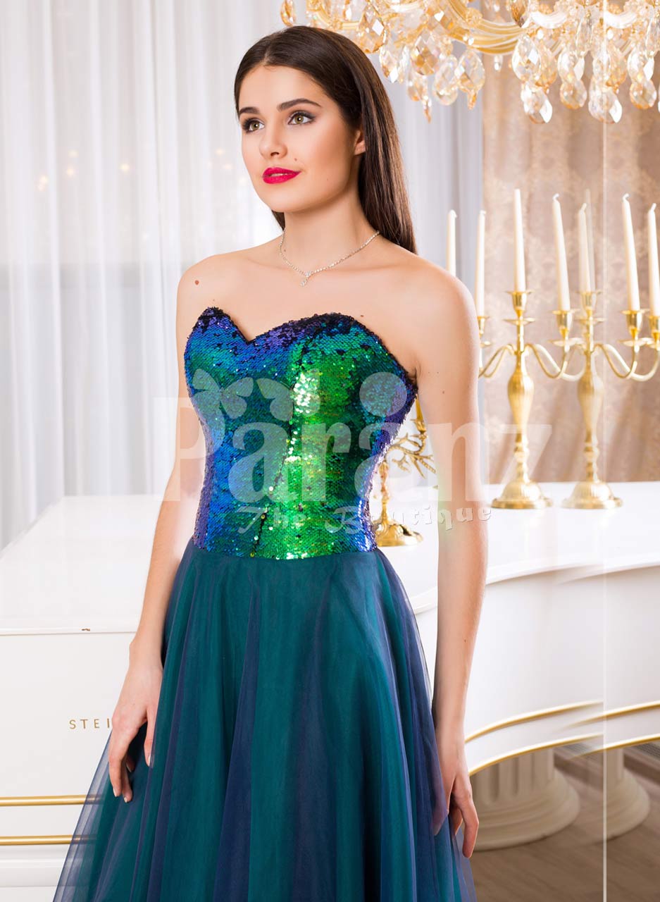 peacock green gown