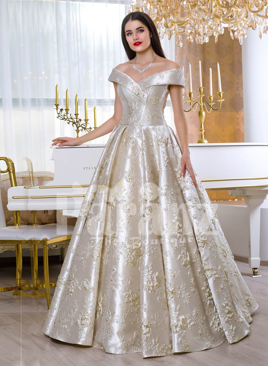 silver satin wedding dress
