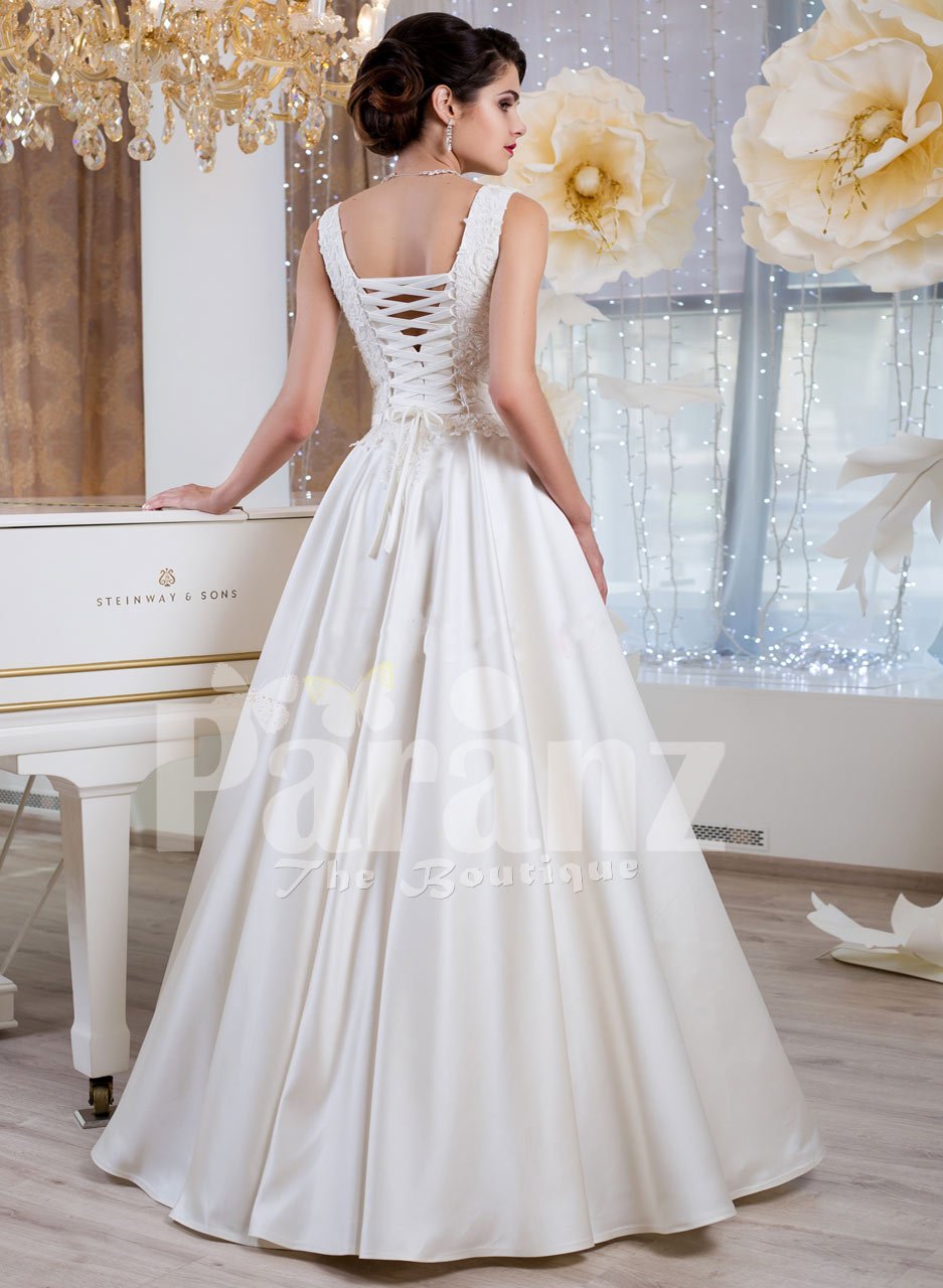 white satin floor length dress