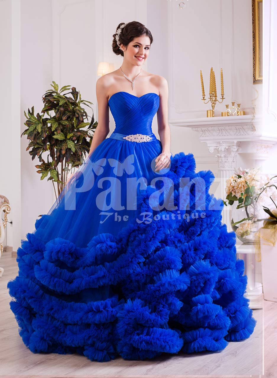 royal blue dress with ruffles