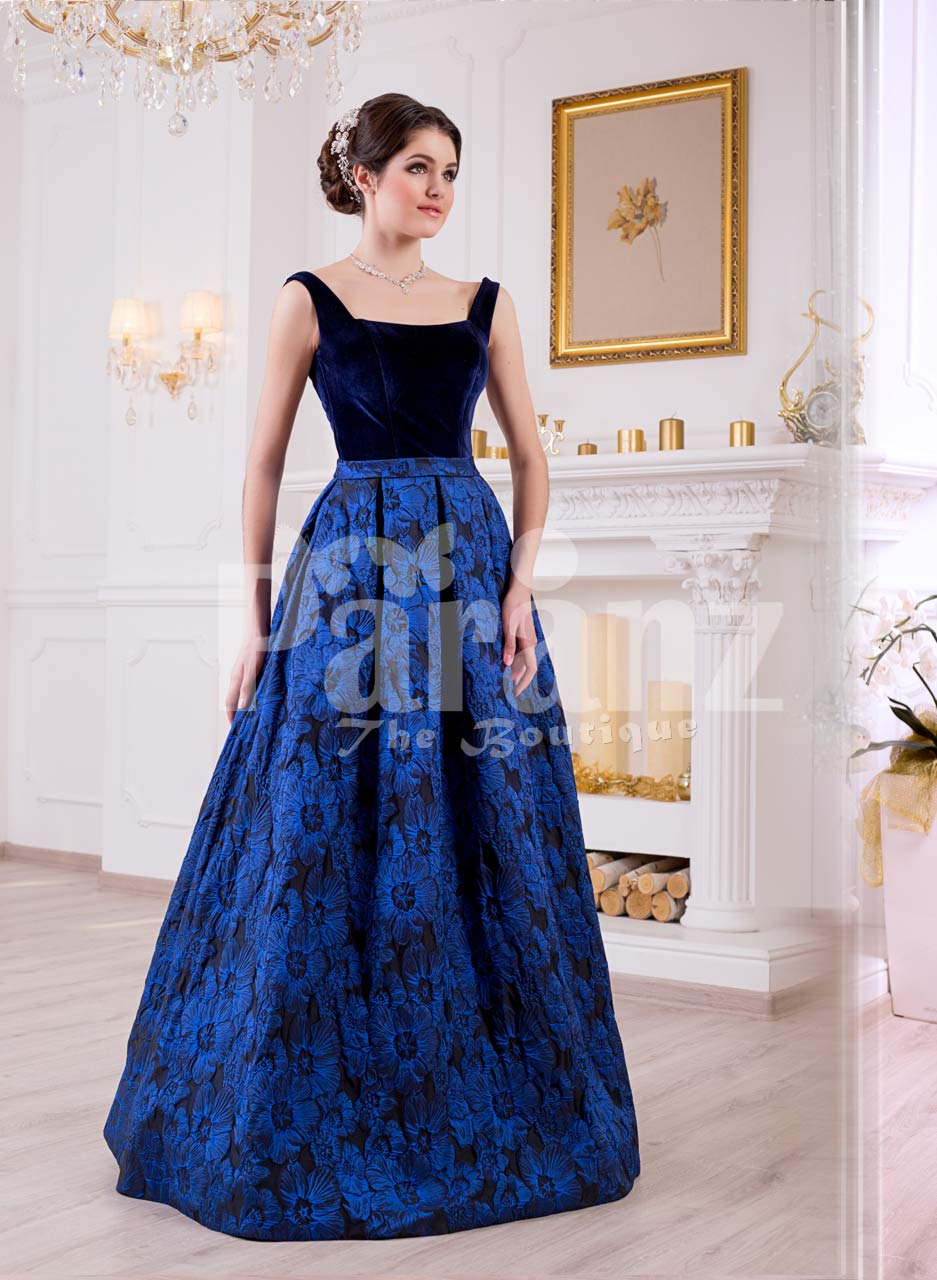 royal blue velvet evening gown