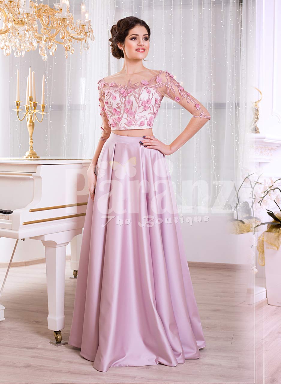 pink white gown