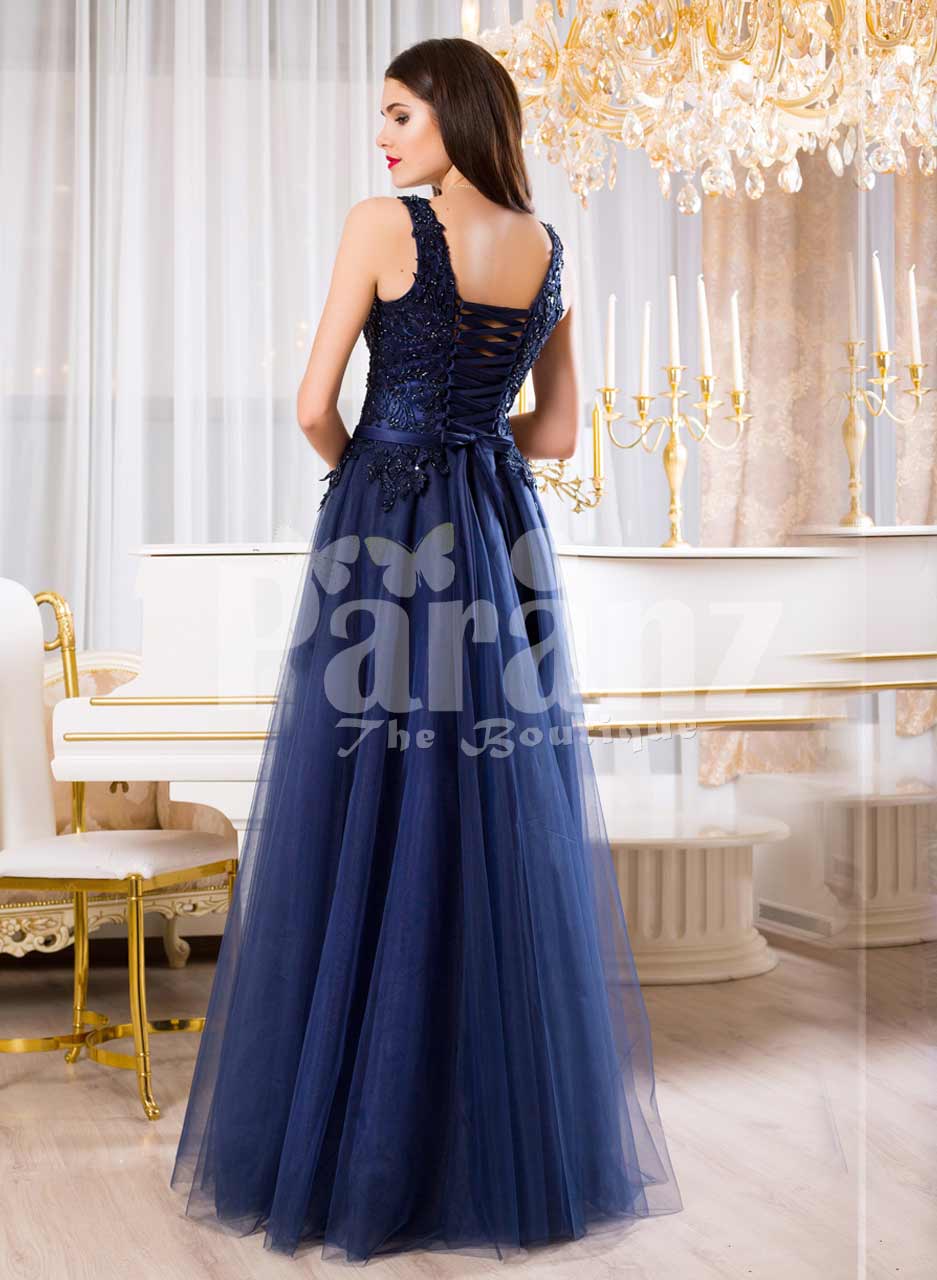 navy floor length gown