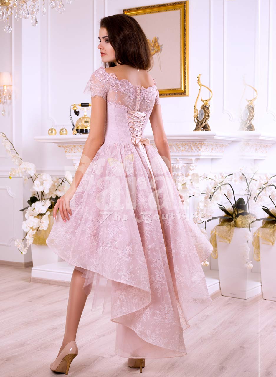 pink satin evening dress