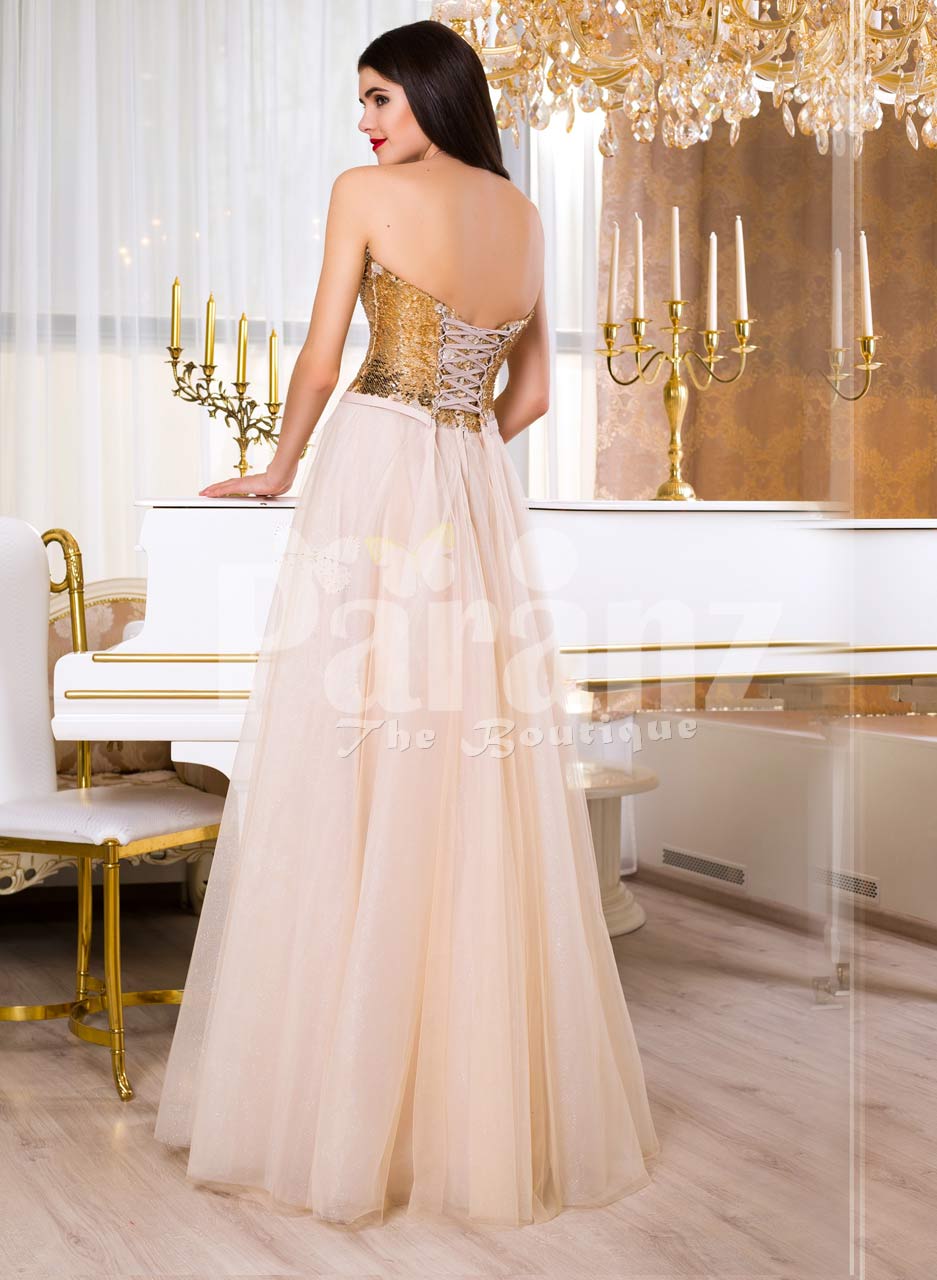 pink and golden gown