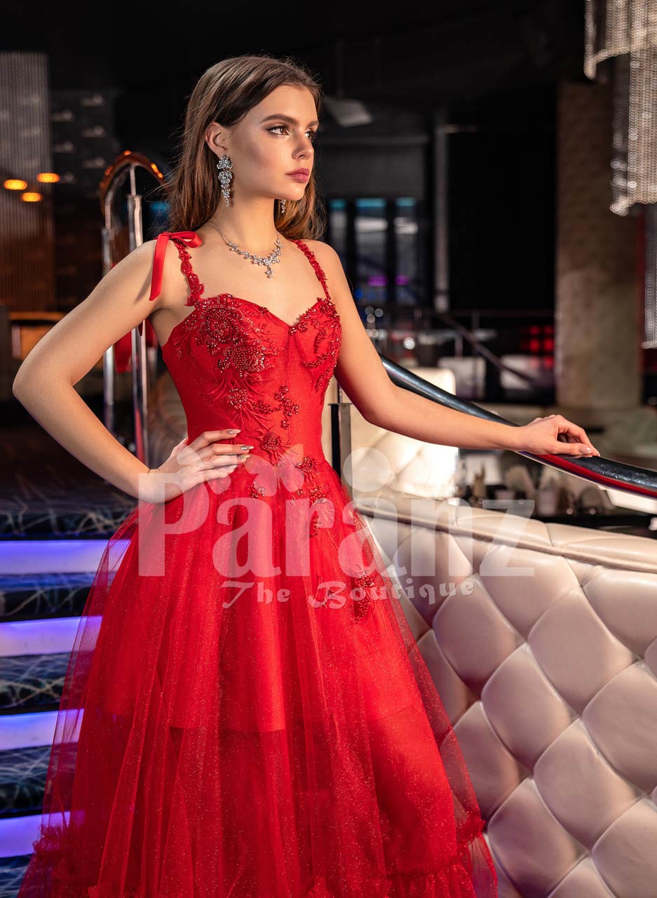 red frill gown