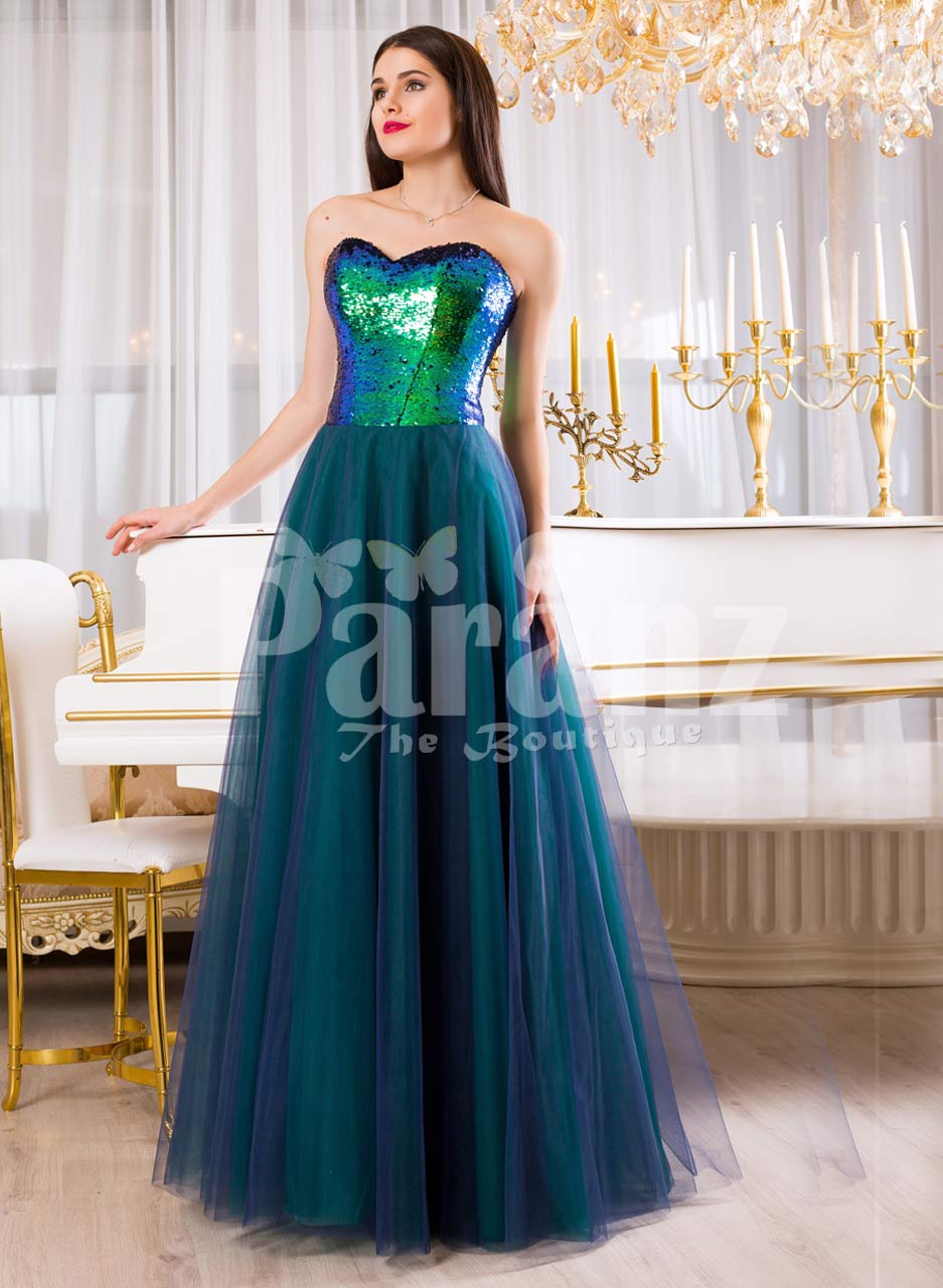 peacock green dress