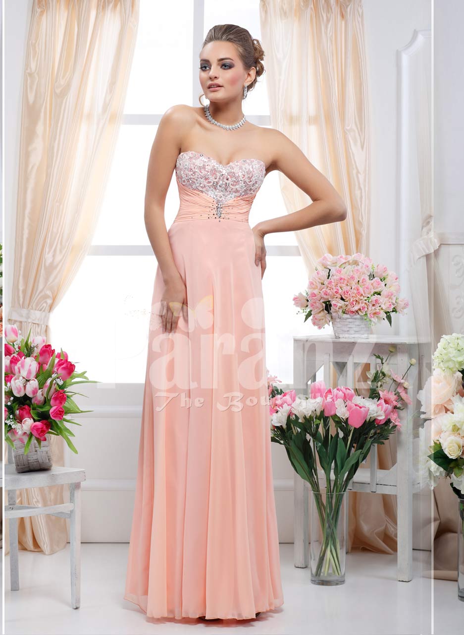 evening gown peach colour