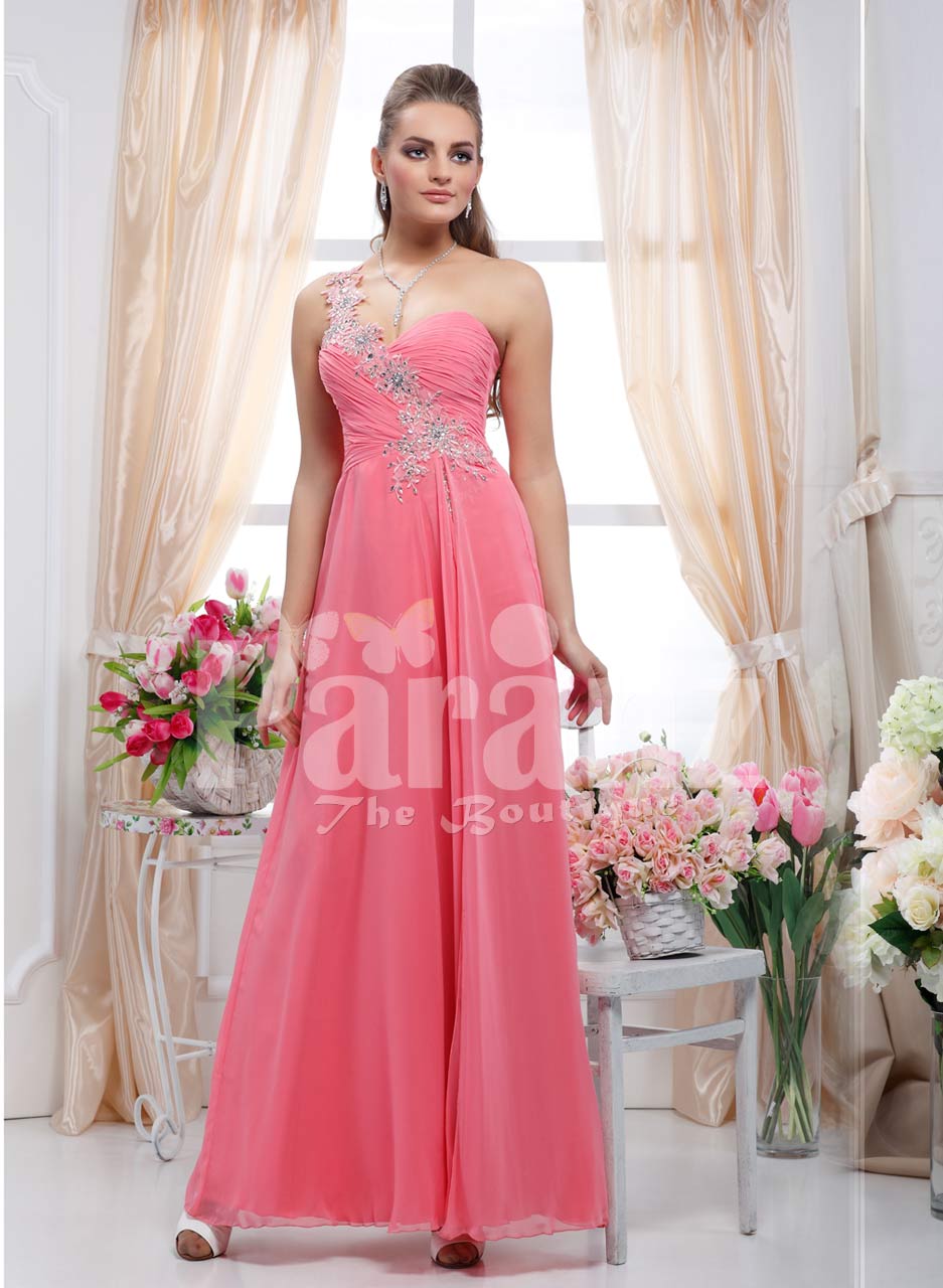 evening gown peach colour