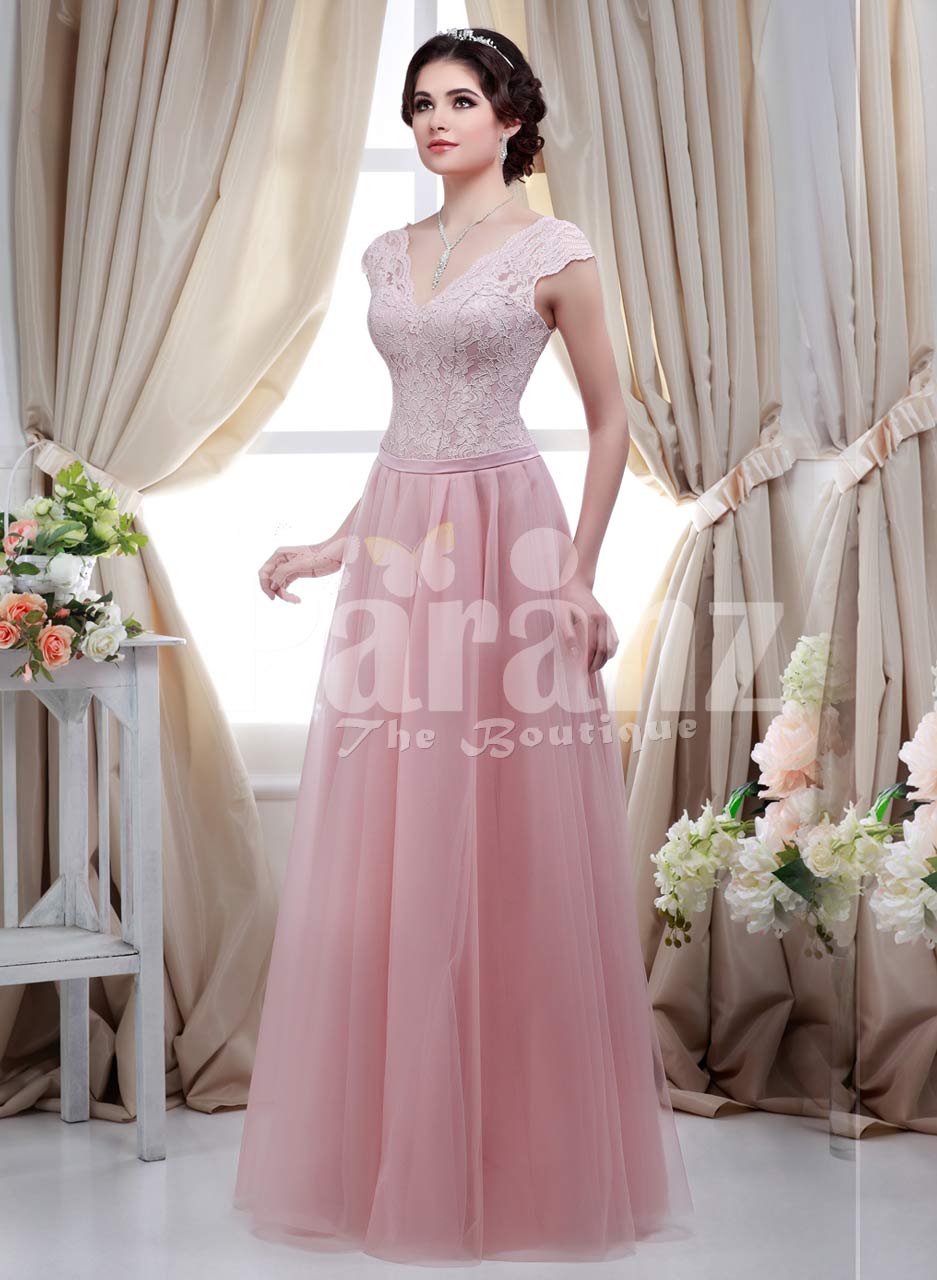 cap sleeve floor length dress